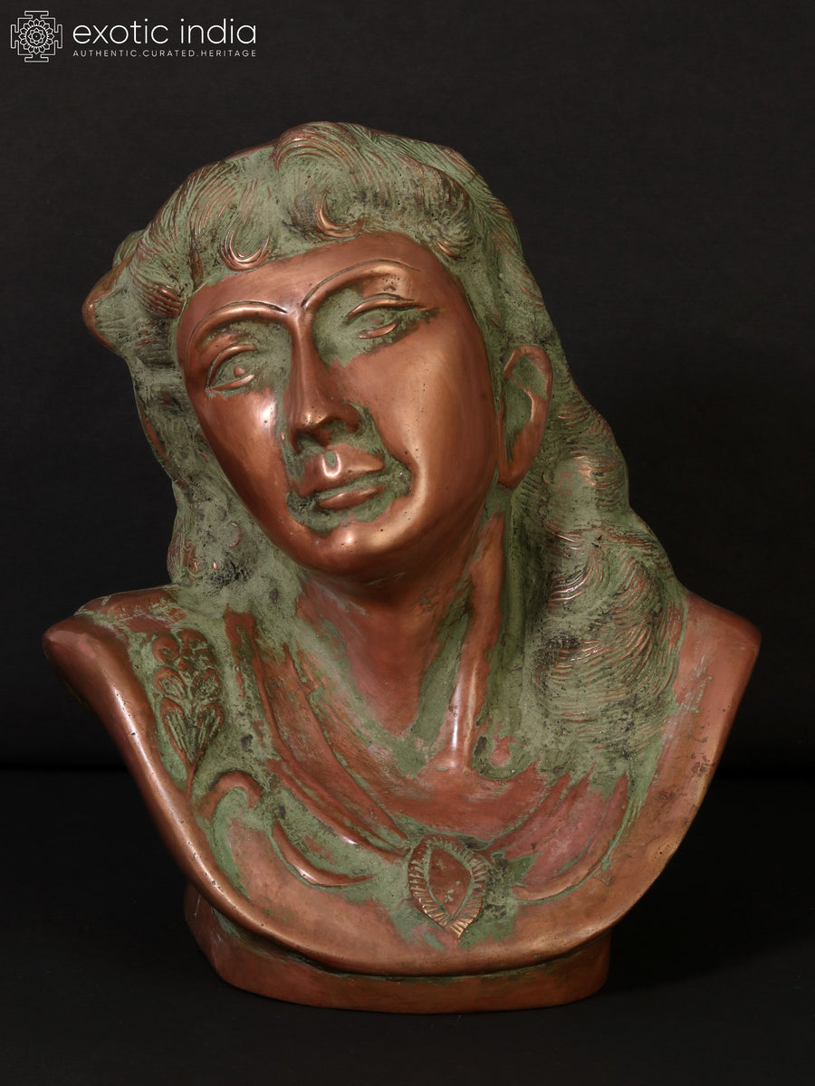10" Western Woman Brass Statue for Home Decor