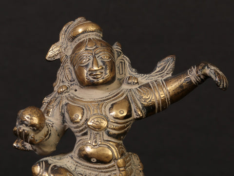 5" Small Dancing Krishna Sculpture in Brass