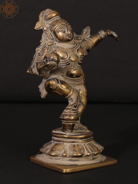 5" Small Dancing Krishna Sculpture in Brass