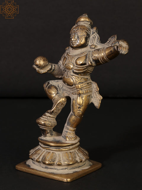 5" Small Dancing Krishna Sculpture in Brass
