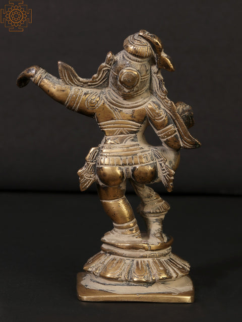 5" Small Dancing Krishna Sculpture in Brass