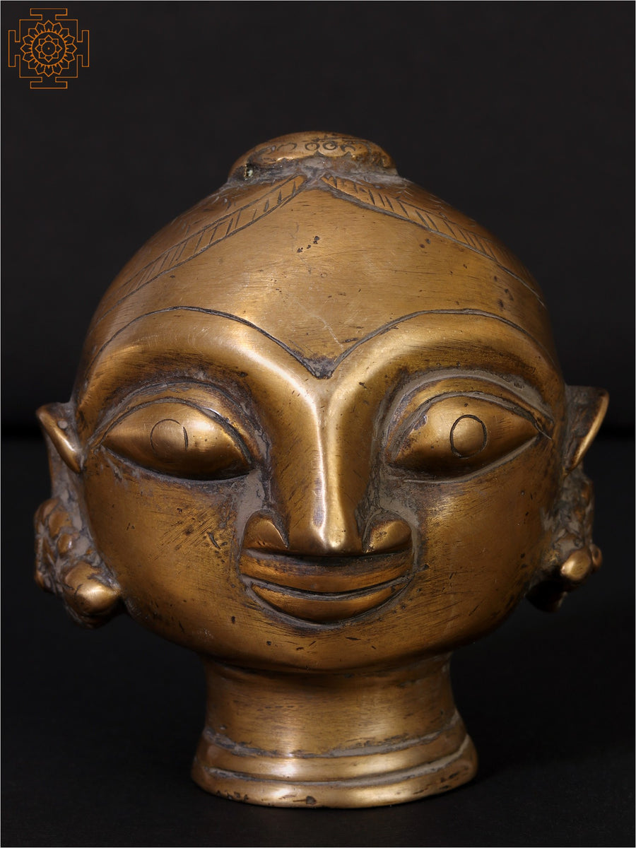 3" Small Gauri Head Brass Statue