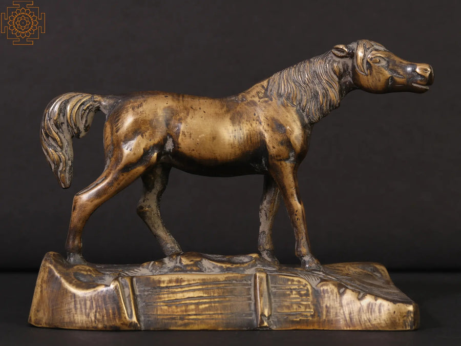 6" Brass Horse Statue Handmade Decorative Showpiece