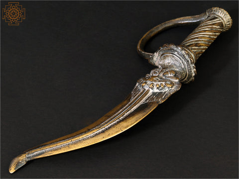 11" Vintage Protective Dagger/Khanjar with Kirtimukha in Brass