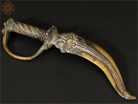 11" Vintage Protective Dagger/Khanjar with Kirtimukha in Brass
