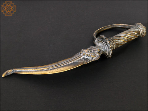 11" Vintage Protective Dagger/Khanjar with Kirtimukha in Brass