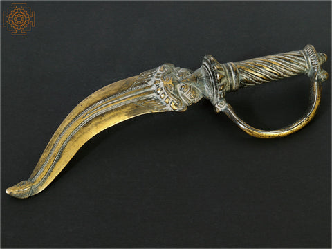 11" Vintage Protective Dagger/Khanjar with Kirtimukha in Brass