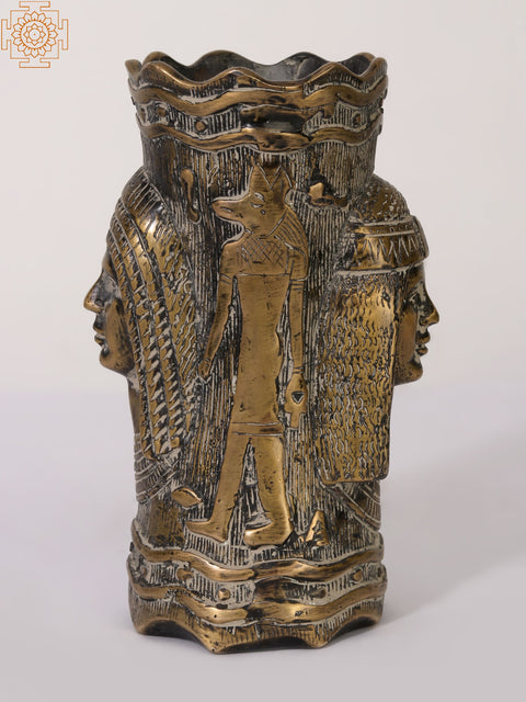 7" Vintage Egyptian Flower Pot/Planter in Brass