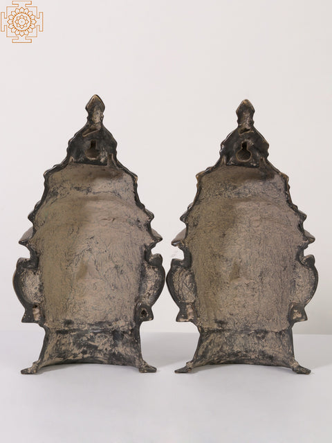 12" Pair of Shiva Parvati Heads from Himachal | Brass Statue