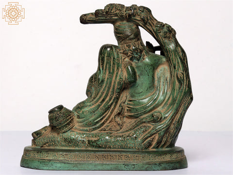 6" Green Color Divine Pair of Radha Krishna | Brass Statue