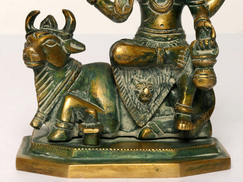 5" Small Lord Shiva Idol Seated on Nandi | Brass Statue