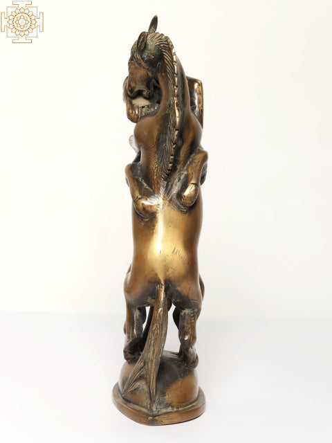 14" Two Loving Horses | Brass Statue | Decorative Showpiece
