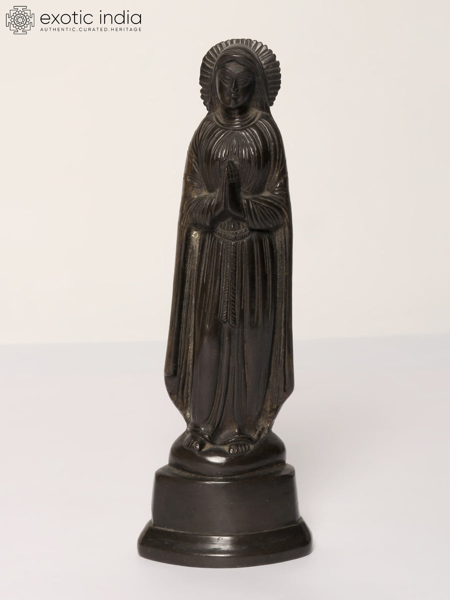 9" Brass Mother Mary Statue for Home Decor