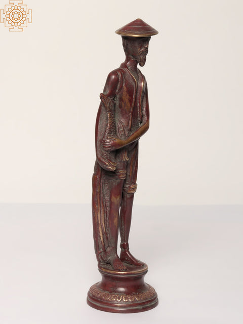 11" Chinese Fishmonger | Brass Statue