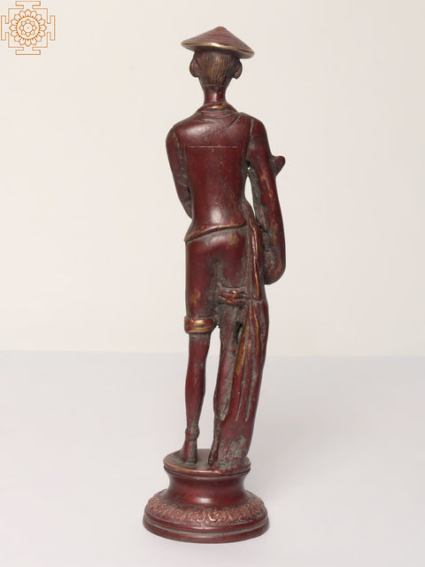 11" Chinese Fishmonger | Brass Statue