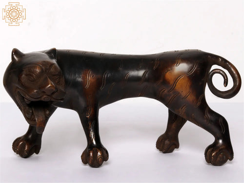 8" Bengal Tiger Brass Statue for Home Decor