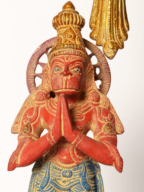24" Colorful Standing Lord Vishnu Brass Statue with Garuda and Hanuman