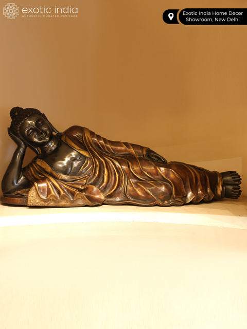 48" Large Mahaparinirvana Buddha Brass Statue