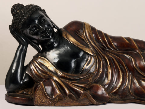 48" Large Mahaparinirvana Buddha Brass Statue