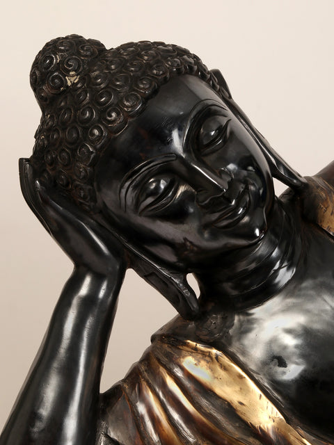 48" Large Mahaparinirvana Buddha Brass Statue