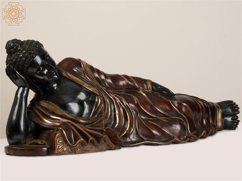 48" Large Mahaparinirvana Buddha Brass Statue