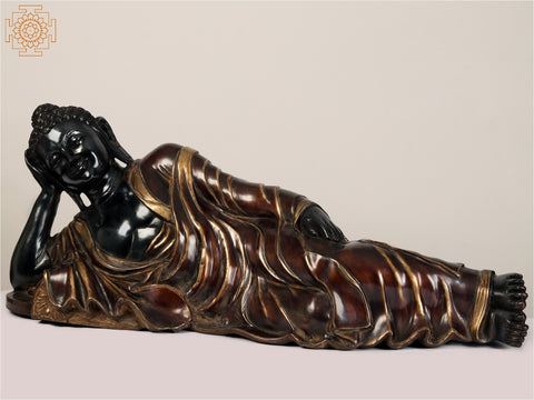 48" Large Mahaparinirvana Buddha Brass Statue