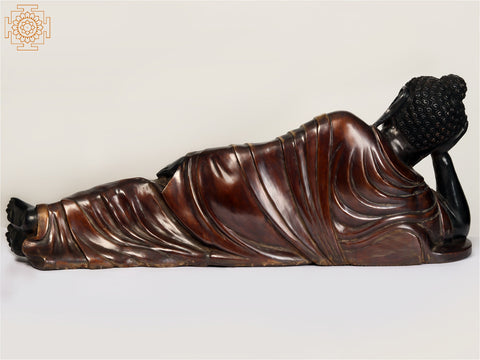 48" Large Mahaparinirvana Buddha Brass Statue