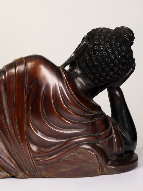 48" Large Mahaparinirvana Buddha Brass Statue