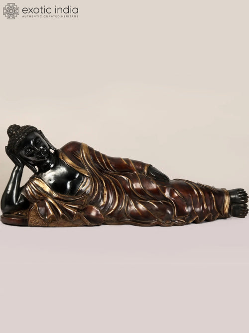 48" Large Mahaparinirvana Buddha Handmade Brass Statue