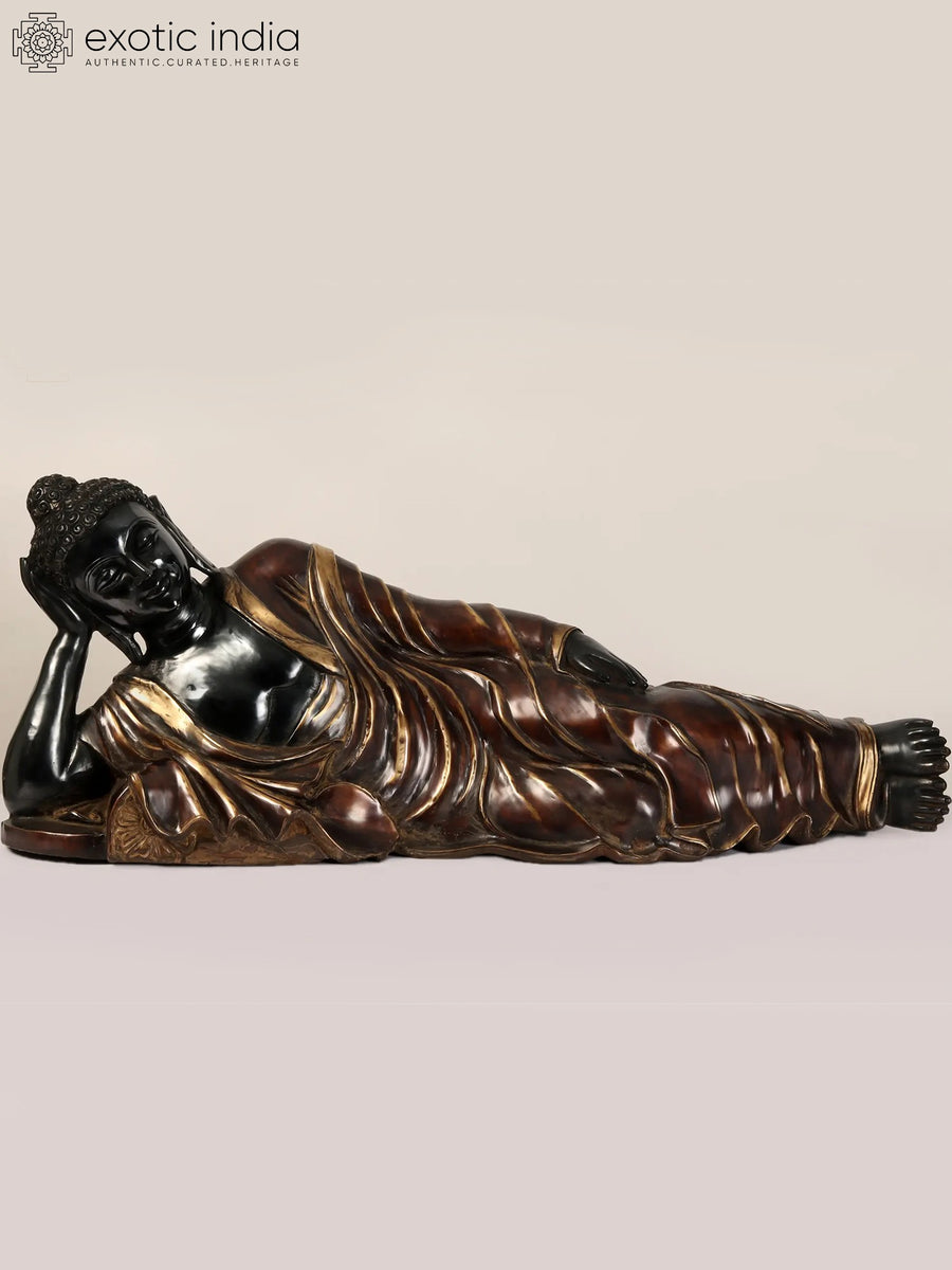 48" Large Mahaparinirvana Buddha Handmade Brass Statue