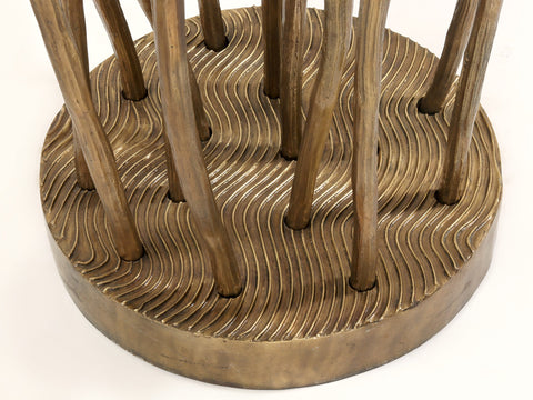Large Bunch of Lotus Flowers and Buds with Stand in Brass | Home Decor