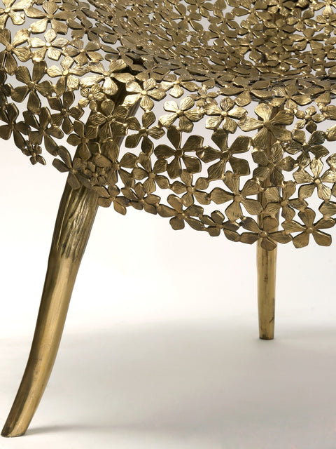 36" Set of Comfortable Designer Chairs and Table in Brass | Furniture