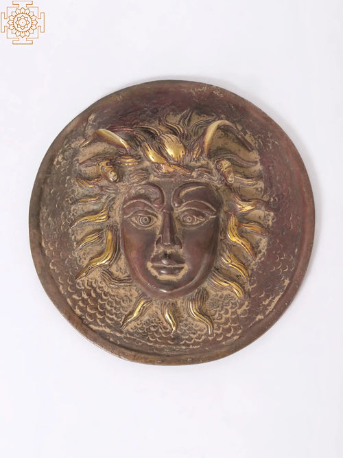 6" Brass Medusa Gorgon Wall Hanging Sculpture