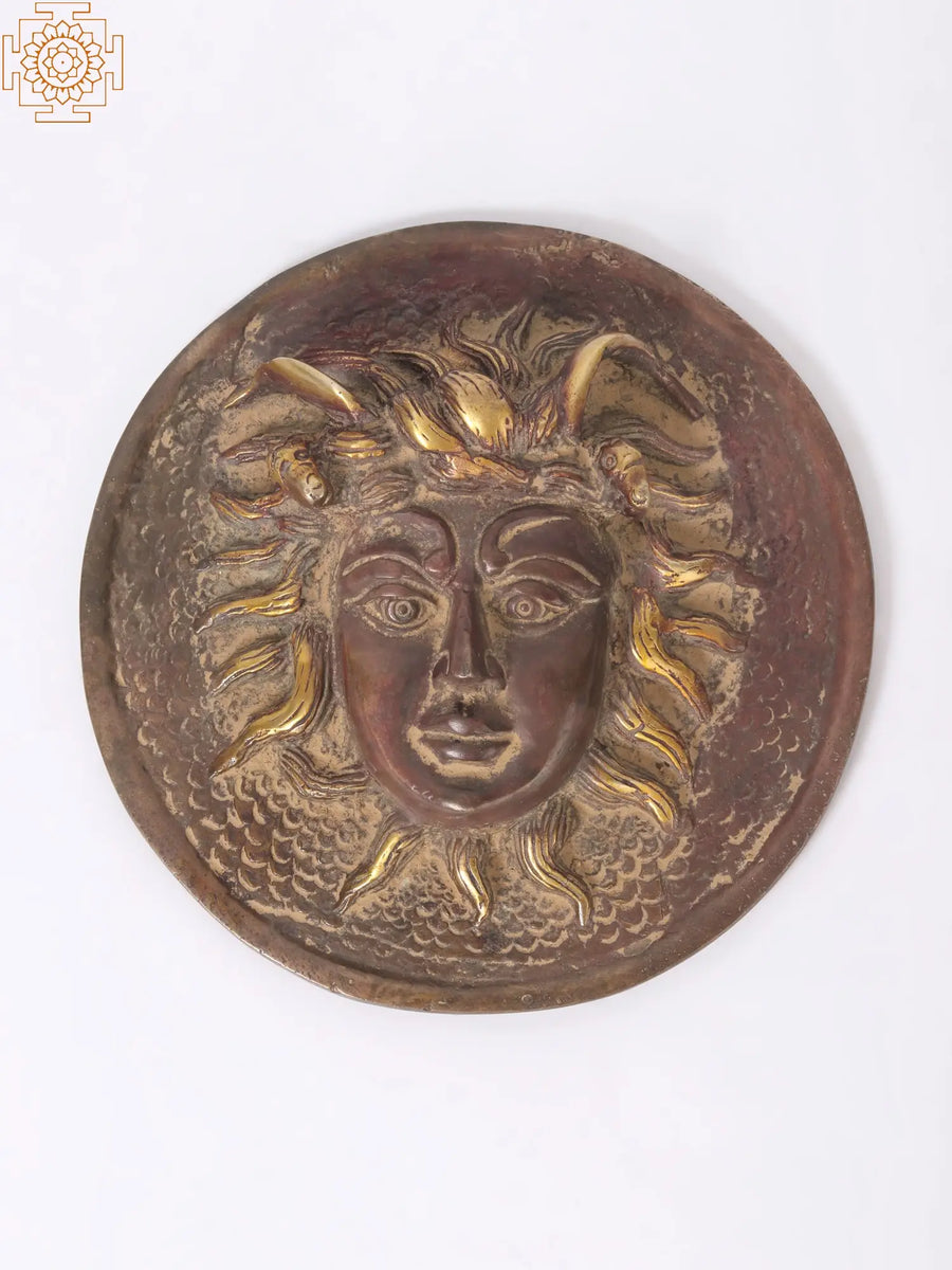 6" Brass Medusa Gorgon Wall Hanging Sculpture