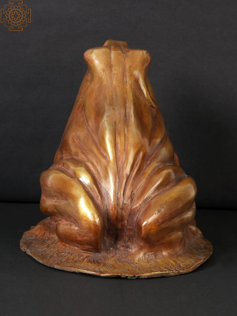 Heavy Brass Frog Figurine on Leaf