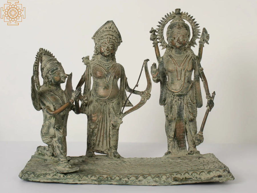 16" Brass Tribal Garuda Bowing to Rama Statue with Lord Vishnu