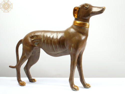 27" Greyhound Dog Brass Statue for Home Decor