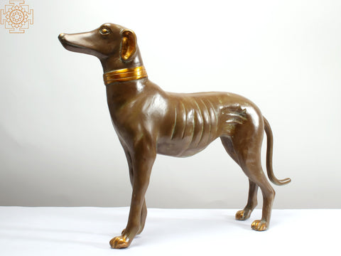 27" Greyhound Dog Brass Statue | Animal Figurine