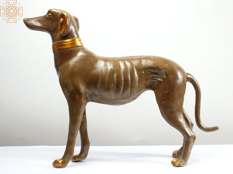 27" Greyhound Dog Brass Statue | Animal Figurine