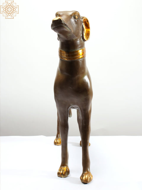 27" Greyhound Dog Brass Statue | Animal Figurine