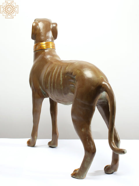 27" Greyhound Dog Brass Statue | Animal Figurine