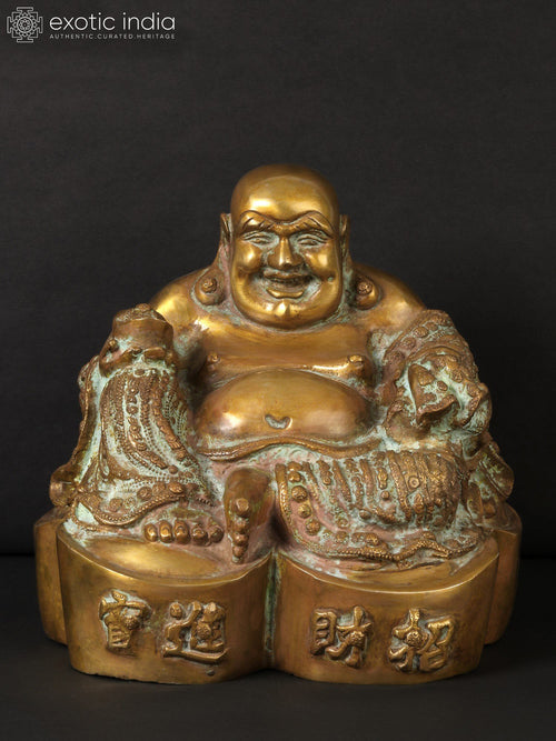 9" Brass Laughing Buddha Statue for Home Decor