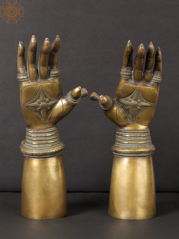 12" Brass Women Hand Statue Home Decor