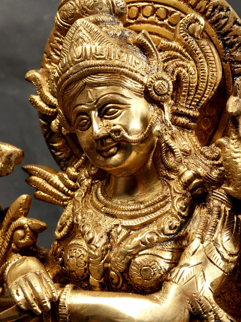 16" Standing Radha Madhav Brass Statue (Krishna) with Cow