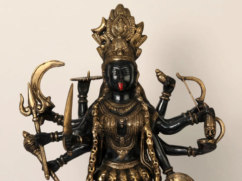 23" Standing Eight Armed Goddess Kali Brass Statue
