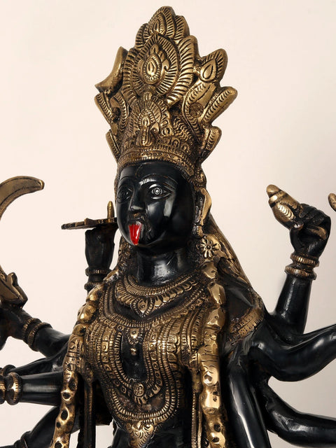 23" Standing Eight Armed Goddess Kali Brass Statue