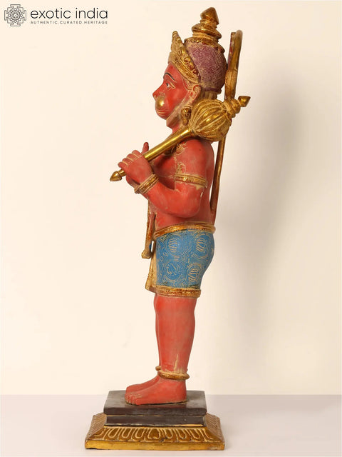 Standing Colorful Lord Hanuman Brass Statue in Blessing