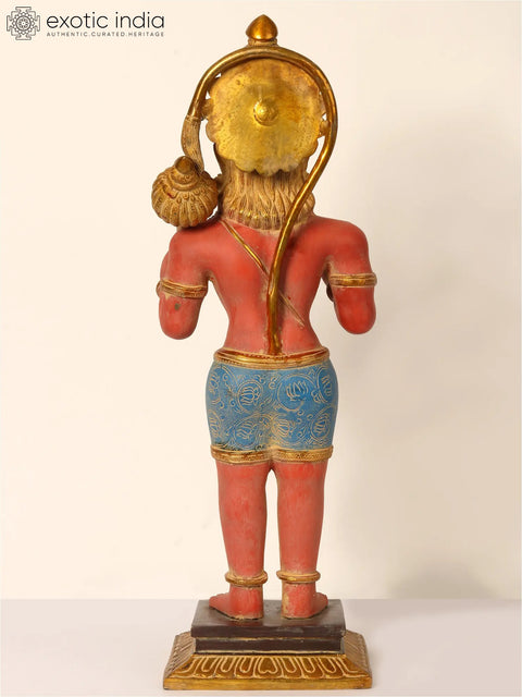Standing Colorful Lord Hanuman Brass Statue in Blessing