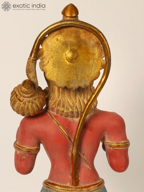 Standing Colorful Lord Hanuman Brass Statue in Blessing