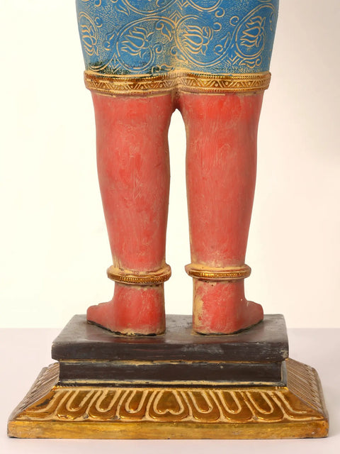 Standing Colorful Lord Hanuman Brass Statue in Blessing